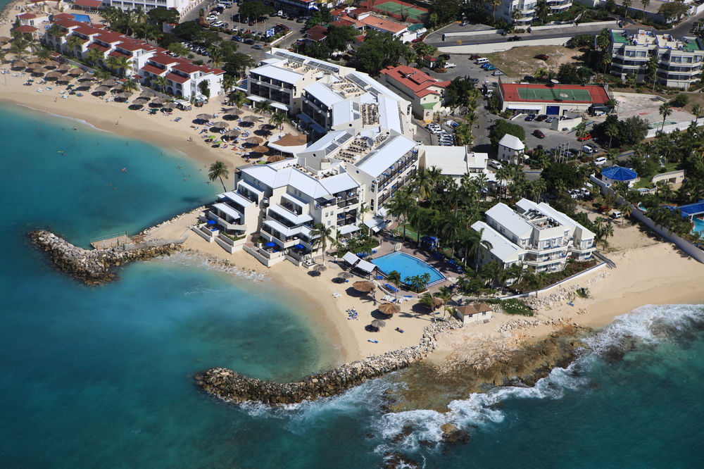 Aerial image of Pelican Beach Grill in St. Maarten